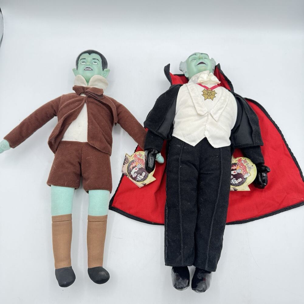 Vtg Lot Of 2 Monsters Plush Dolls Eddie Grandpa Original Tags 9”